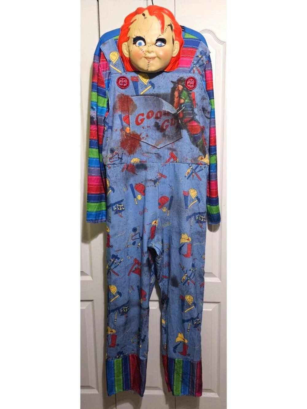 Chucky Costume Adult Plus Child's Play Good Guys Jumpsuit Mask Halloween Movie
